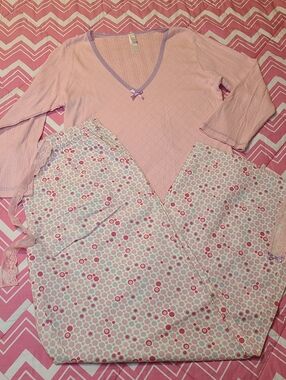 Y2K Vintage JLO Adorable Polka Dot Pointelle Cotton & Lace Pajama Set